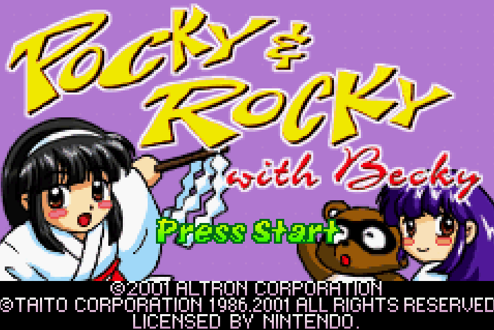 Pocky and Rocky With Becky Title Screen